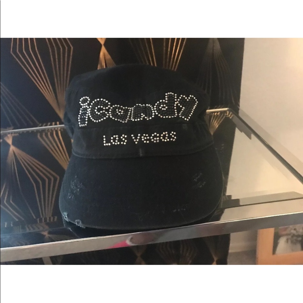 Black iCandy Las Vegas Bling Stud Distressed Cap